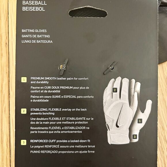 Nike Alpha Huarache Elite Men’s Size 2XL Black White Batting Gloves - Picture 3 of 4